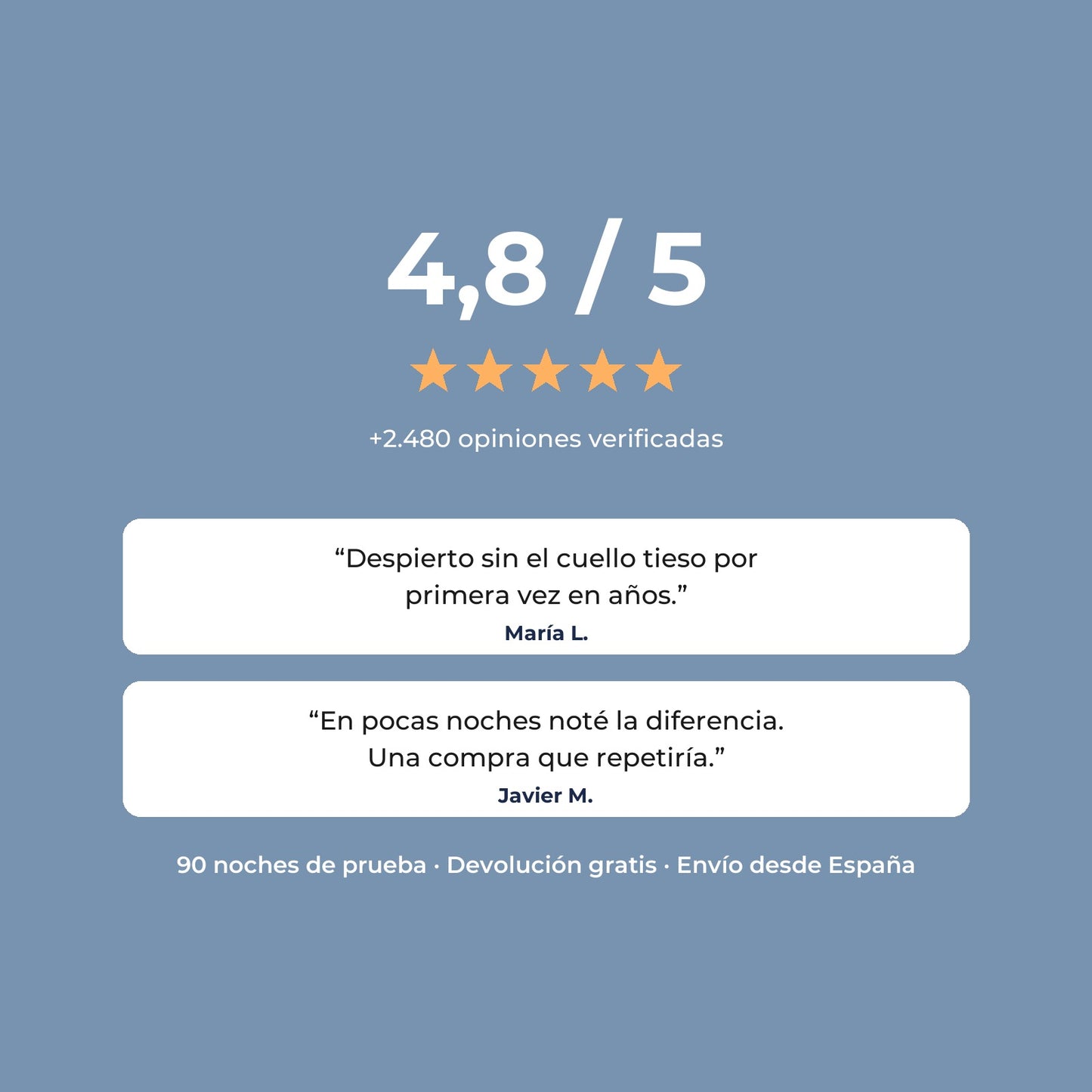 4,8/5 - mas de 2.480 opiniones verificadas