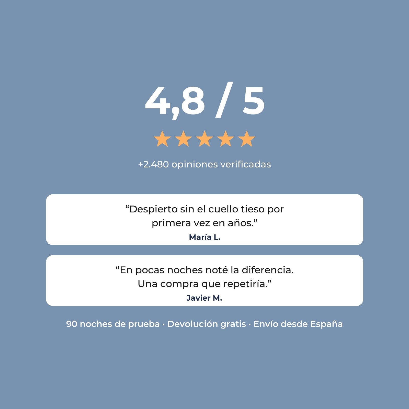 4,8/5 - mas de 2.480 opiniones verificadas